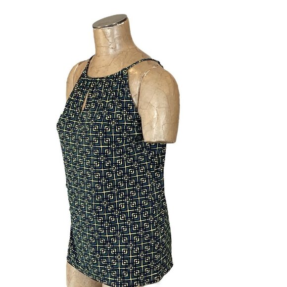 Banana Republic Halter Top Sz S Geometric Print Keyhole Neck 254E - Picture 3 of 8